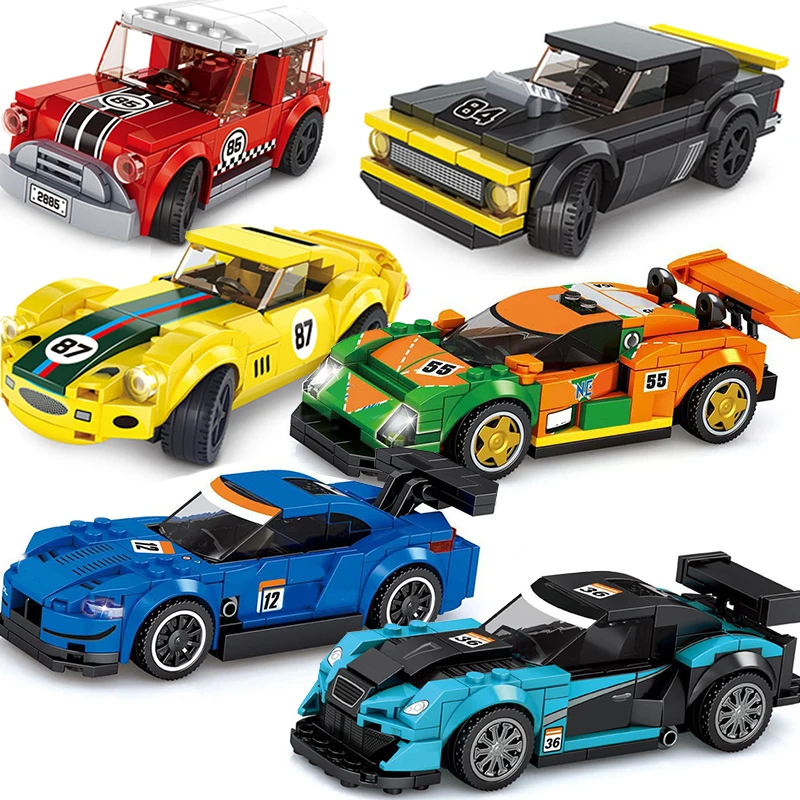 

City Car Speed Champion Building Blocks Sports Racing Car Vehicle Racer Figure Moc Sets Educational Toys For Children