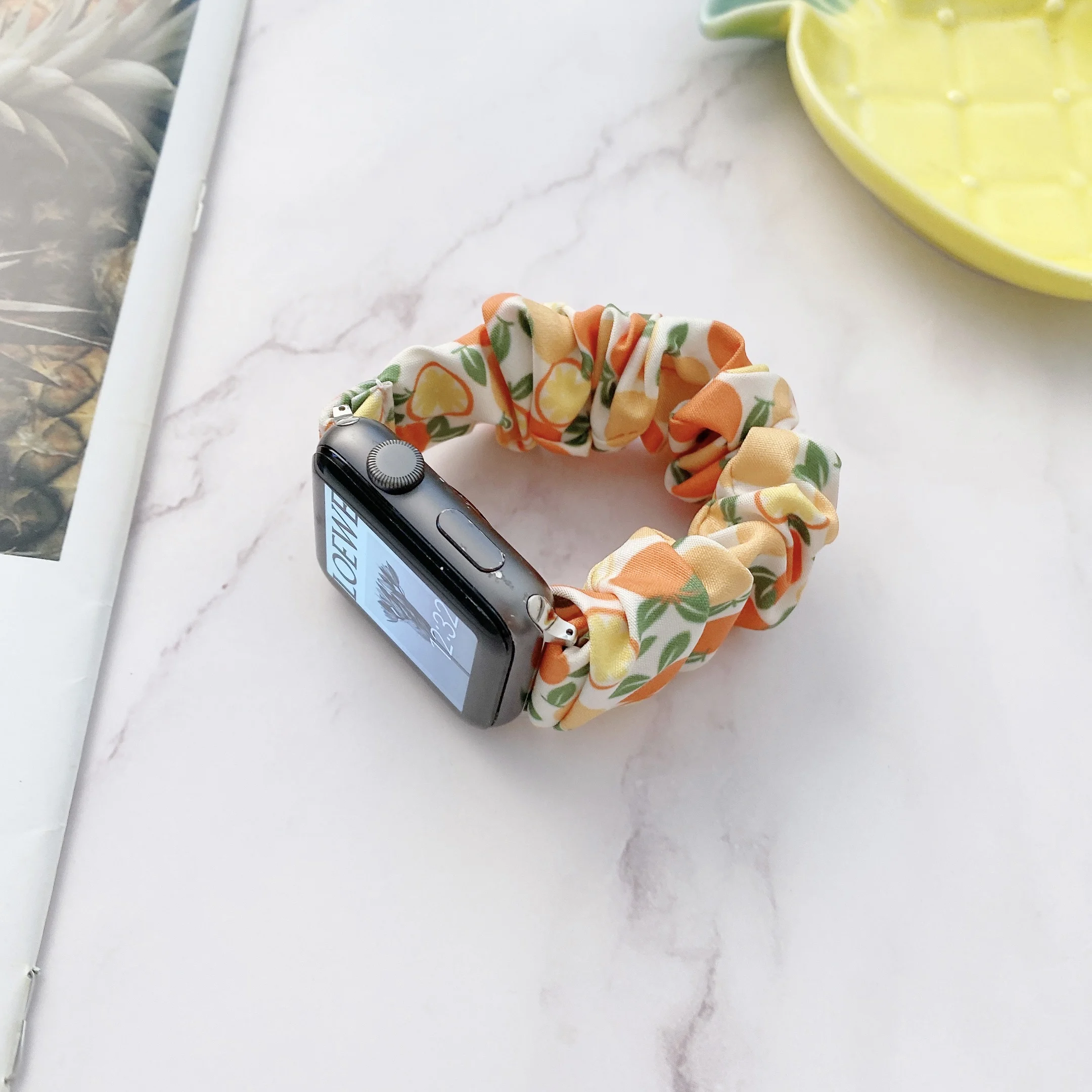 

Эластичная тканевая петля 38 мм 42 мм для Apple Watch 41 мм 45 мм SE7 6 5 Гладкий Фруктовый скрапбук ремешок для iWatch 4 3 2 1 40 мм 44 мм ремешок