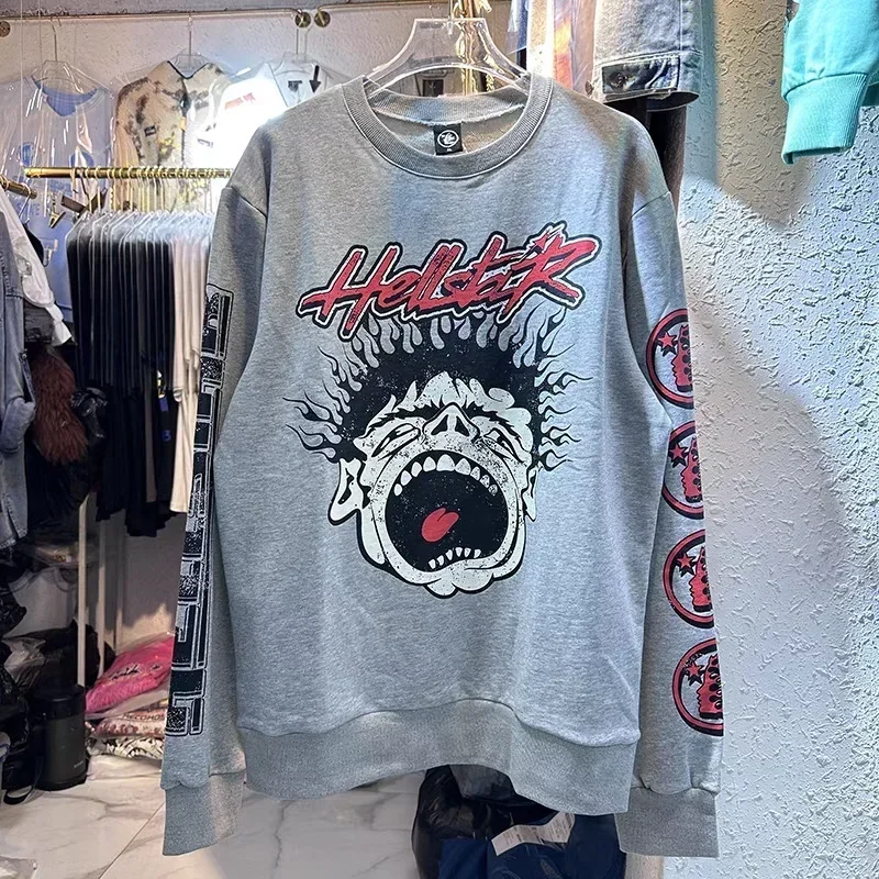 

Пуловер хлопковый с длинным рукавом, круглым вырезом и надписью