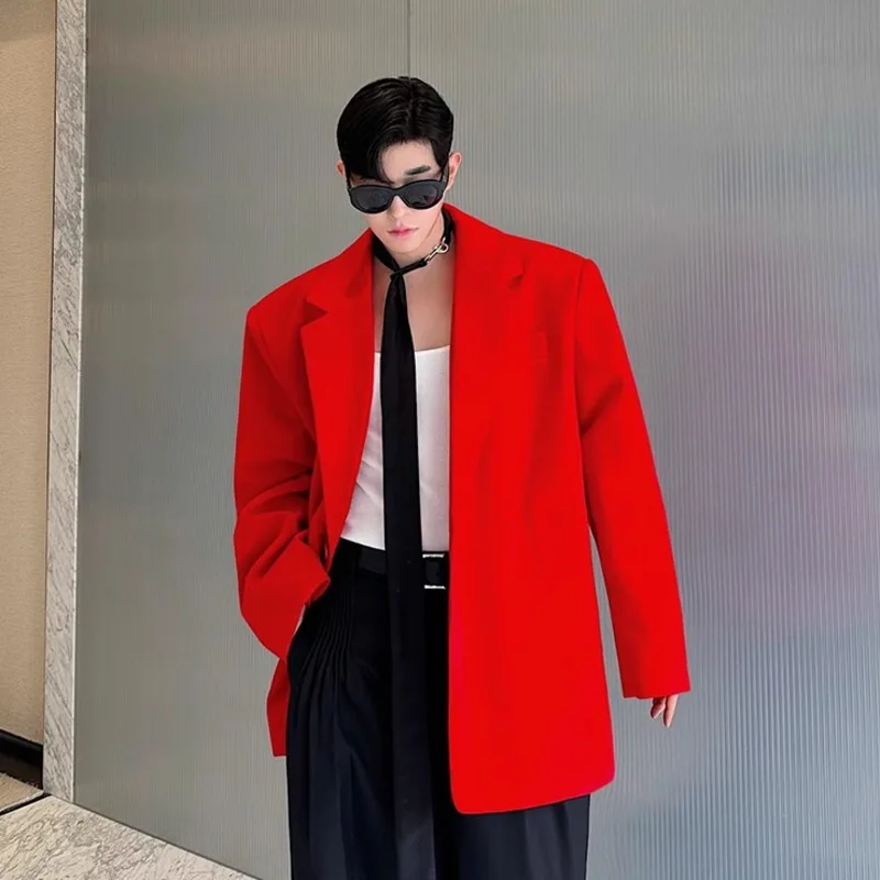 Нишевый дизайн мужской бархатный костюм свободные однобортные мужские зимние