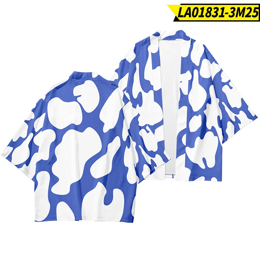 Spring Summer Men Kimono Robe Sets 2PCS Rayon Print Pajamas Casual Loose Tao Robe Shorts Overalls Suit Lingerie Home Clothes