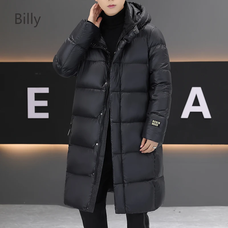 Длинный пуховик для мужчин дизайнерская зимняя куртка с подкладкой черный и