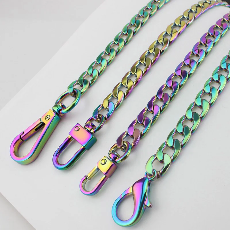 

30/45/60/100/110/120/130/140cm Rainbow Chain Bags Purses Strap Accesscmory Quality Plating Cover Flat Chain DIY