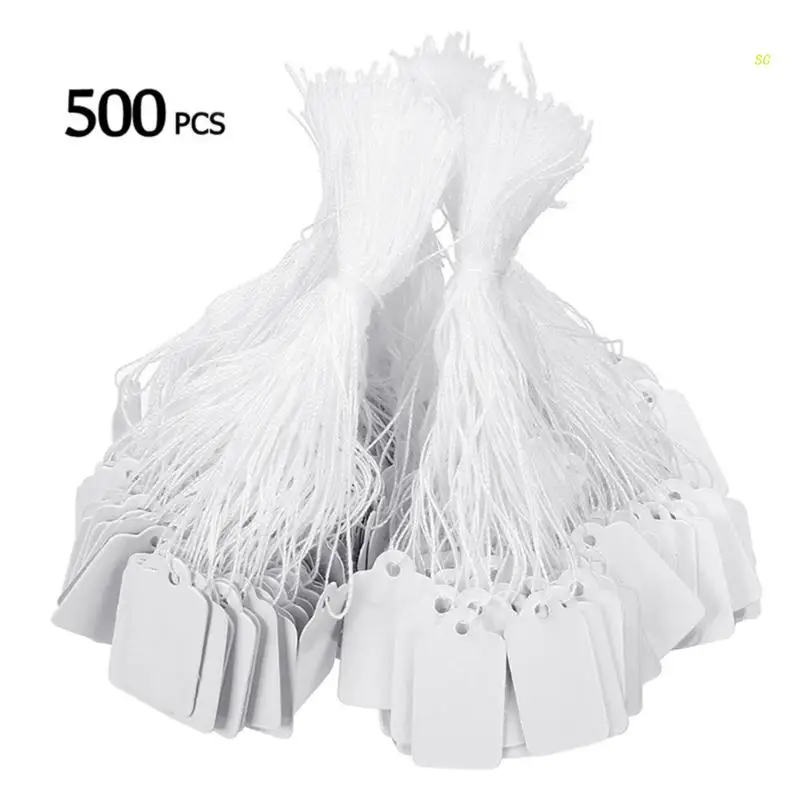 

Pack of 500 Mini Tags Hanging Sign Pricing Product Clothing Hanging Tags White Tags Label Sign with String