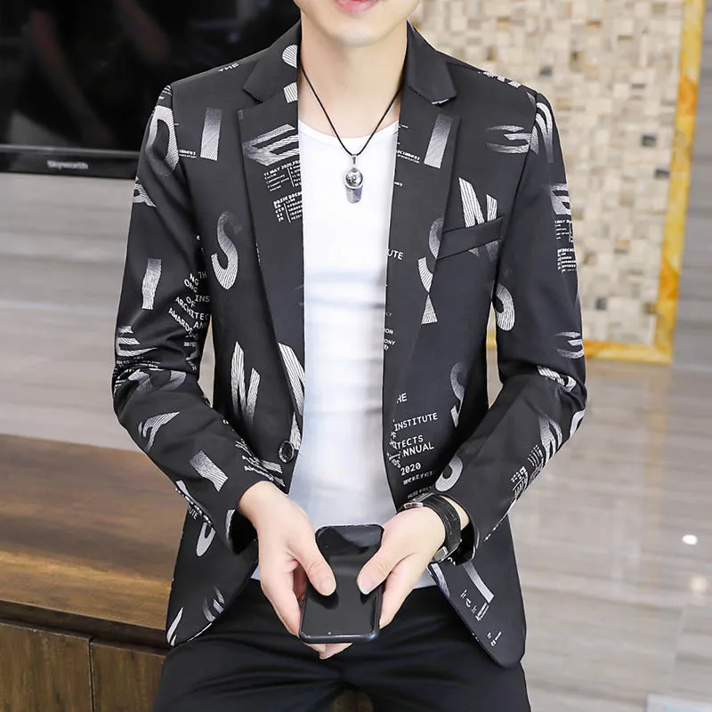 

BOO 2022 Men's Autumn and Winter New Letter Printed Suit Youth Casual Slim blazer