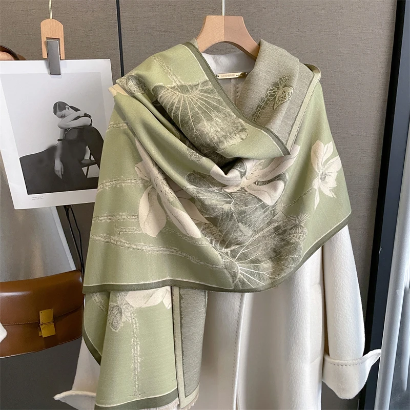 

2023 двухсторонние роскошные толстые теплые шарфы зимний женский шарф имитация кашемира Bufanda дизайн пашмины шали и обертывания