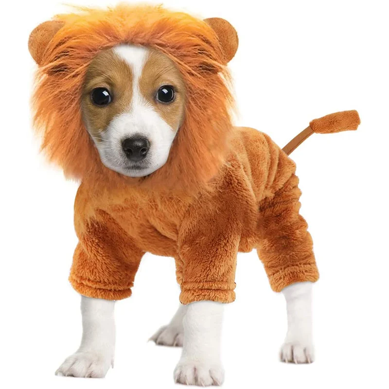 

Halloween Dog Cosplay Lion Costume Christmas Puppy Small Dog Clothes Cats Funny Apparel Dressing Up Parties Pet Clothes Suits