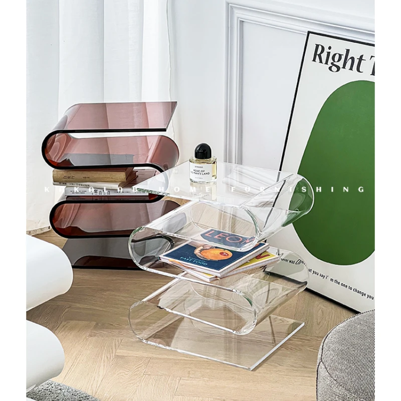 

Прозрачная акриловая декоративная стойка для журналов, нордическая декорация для дома, Современная Минималистичная маленькая книжная полка, комнатные Органайзеры для хранения