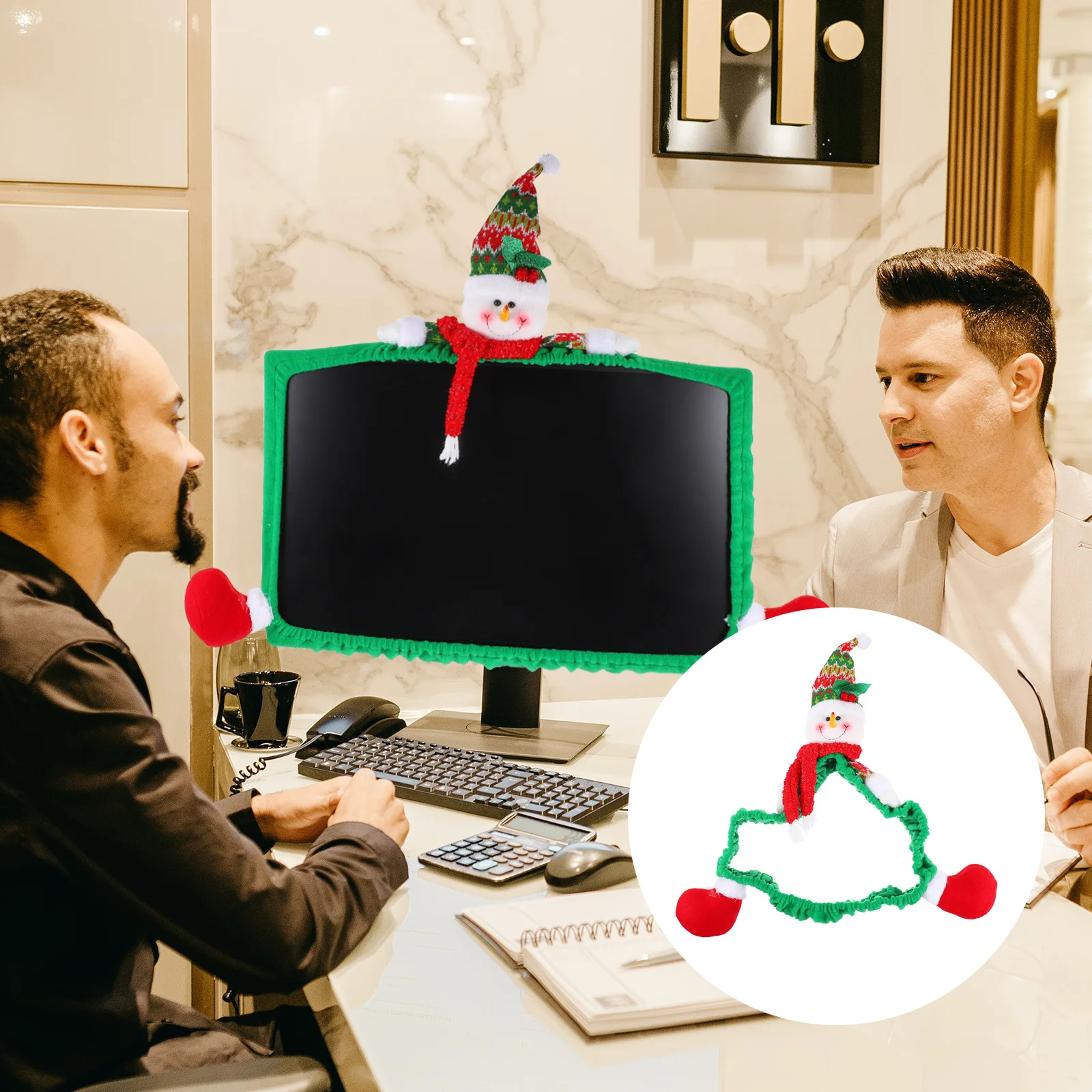 

Cover Computer Monitorlaptop Display Decoration Christmas Border Elastic Protector Decor Decorative Case Pc Tablet Office