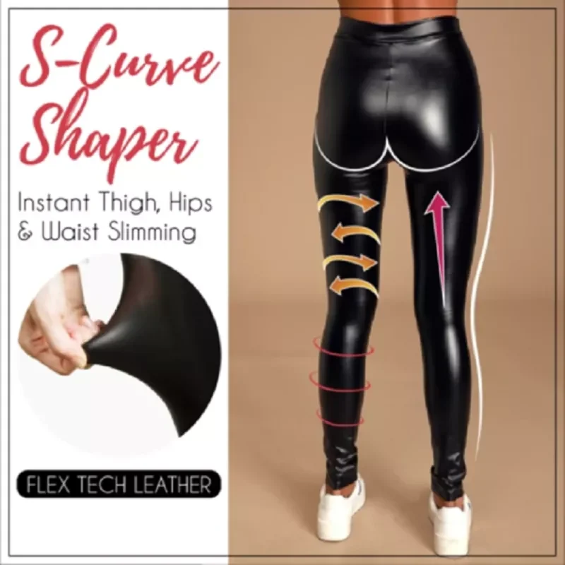 

New2022 High Waist Stretch-Fit Faux Leather Shaper Shiny Wet Look Leggings High Stretchy Push Up Pencil Pant S-5XL