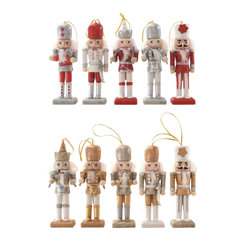 

Christmas Wood Nutcracker Soldier Pendants Set of 4 Bookshelf Party Decor