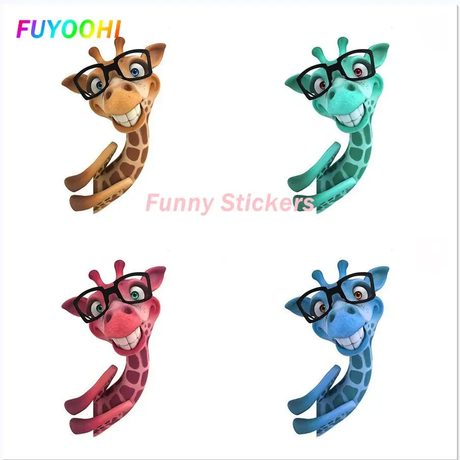 

FUYOOHI Play Stickers Personality 3D Glasses Giraffe Cartoon Funny Car Stickers Automobile Styling Waterproof Vinyl Decal Decorr