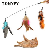 5pcslot cat teaser wand toys kitten teaser bell feather replacement head feather interactive catcher teaser pet supplies