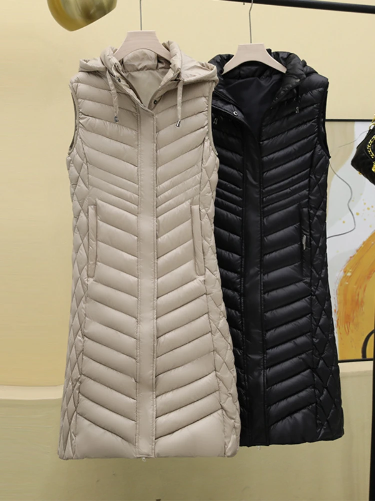 

Women Waistcoat Sleeveless Vest Auutmn Winter Hooded Korean Warm Thickening Puffer Coat Female Casual Solid Long Parkas Mujer
