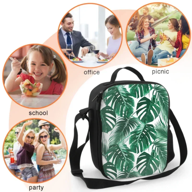 3D летняя изолированная коробка для завтрака с тропическими листьями пальмы