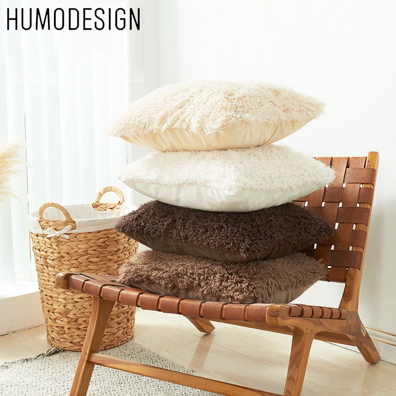 

2Pcs Solid Color Velvet Plush Simple and Generous Home Living Sofa Leisure Pillowcase Plain Cushion Cover