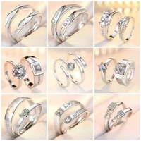 couple ring men and women open pair ring sweet romantic zircon bridal jewelry