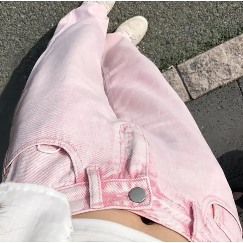 Oversize Y2K Vintage Pink Wide Leg Straight Jeans New Spring Women Harajuku High Waist Loose Oversized Denim Trousers E Girl