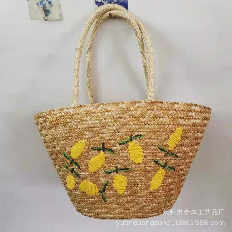 

Плетеная Сумка из пшеничной соломы, женская сумка на плечо с вышивкой