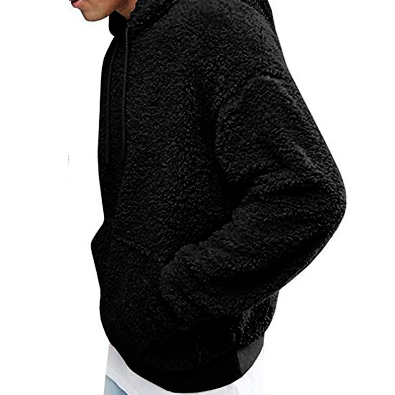 Мужская пушистая толстовка с капюшоном пуловер свитшоты уютная верхняя одежда