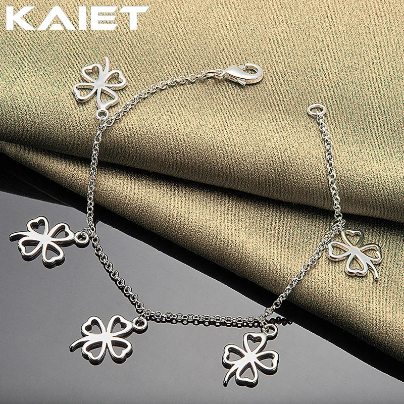 

KAIET Silver Color Four Leaf Clover Pendant Bracelet Jewelry For Women Wedding Party Fashion Accessories