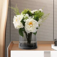 Light Luxury Floral French Vase Decoration Living Room Flower Arrangement Silver Glass Dining Table Dried Flower Decoration
