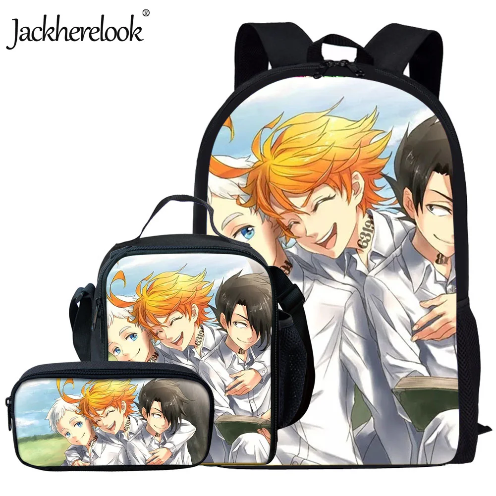 Jackherelook 3 шт./компл. The Said Neverland школьная сумка большой емкости, школьная сумка для девочек и мальчиков, Подростковый студенческий книжный Рюкз...