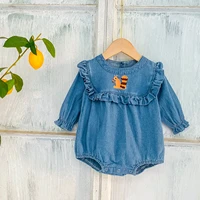 spring baby clothes set girl denim romper jumpsuit newborn clothing girls outfit infant long sleeve squirrel overall