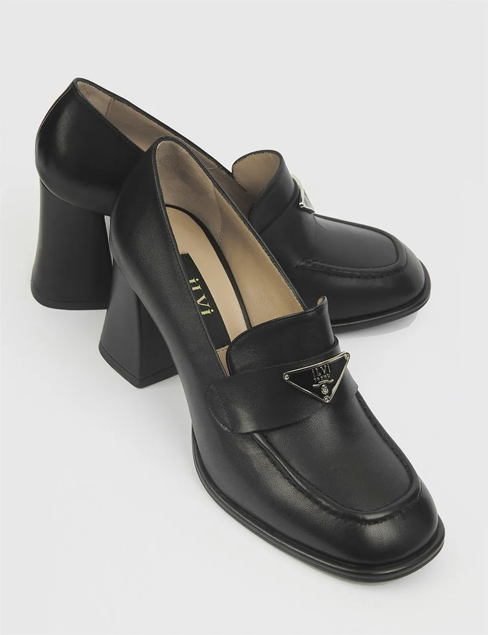 

ILVi-Genuine Leather Handmade Faret Black Leather Women's Pump Women Shoes 2021 Fall/Winter