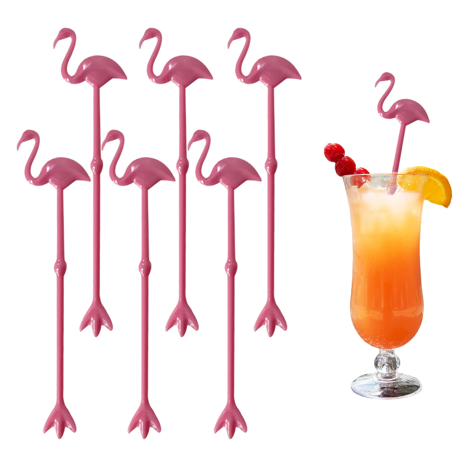 Plastic Cocktail Muddler Night-club Drink Wine Decor Cocktail Swizzle Sticks Flamingo Wine Stirrer Coffee Puddler Party Supplies