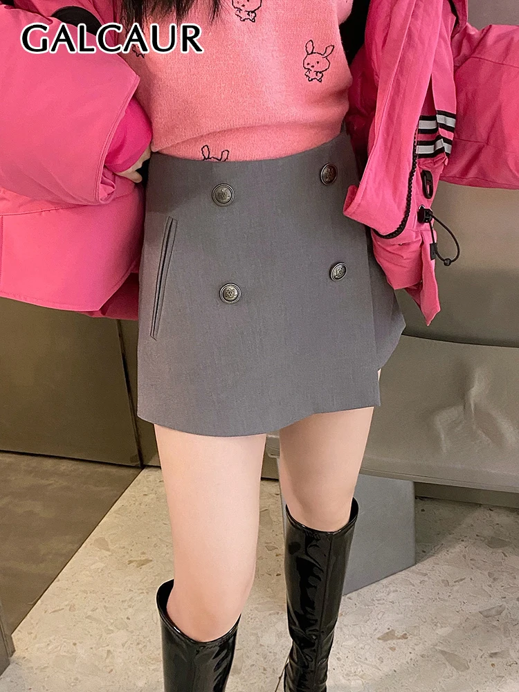 

Женская Асимметричная мини-юбка на пуговицах с высокой талией