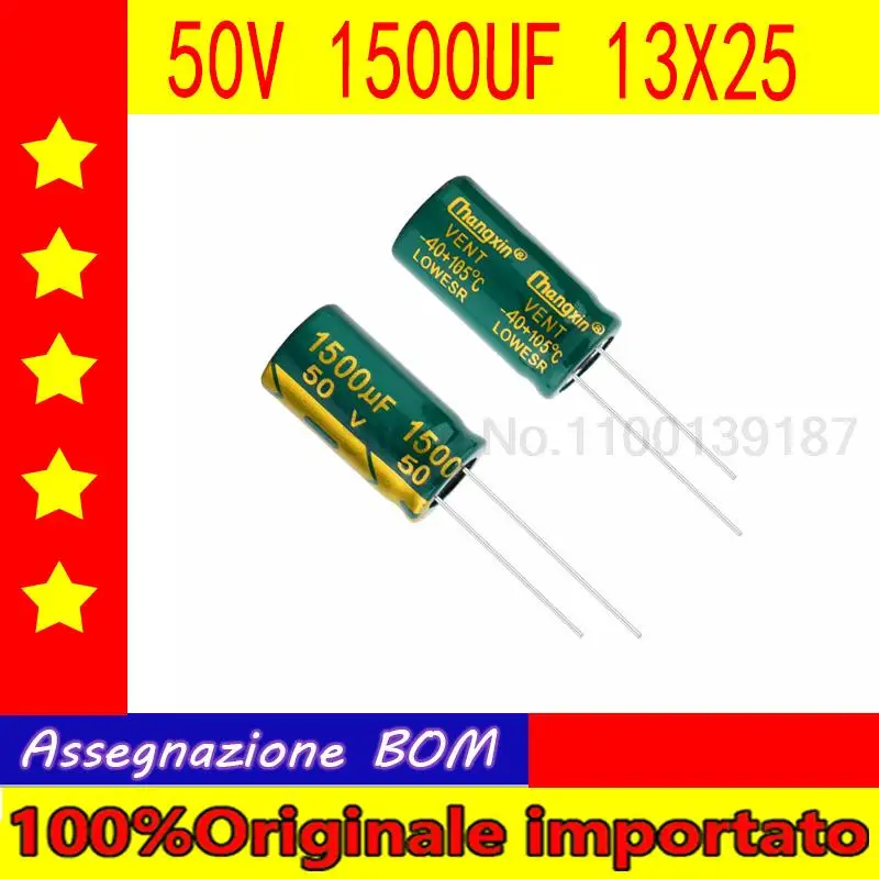 

50pcs/lot 50V 1500UF 13X25 high frequency low resistance electrolytic capacitor 1500UF 50V 13*25