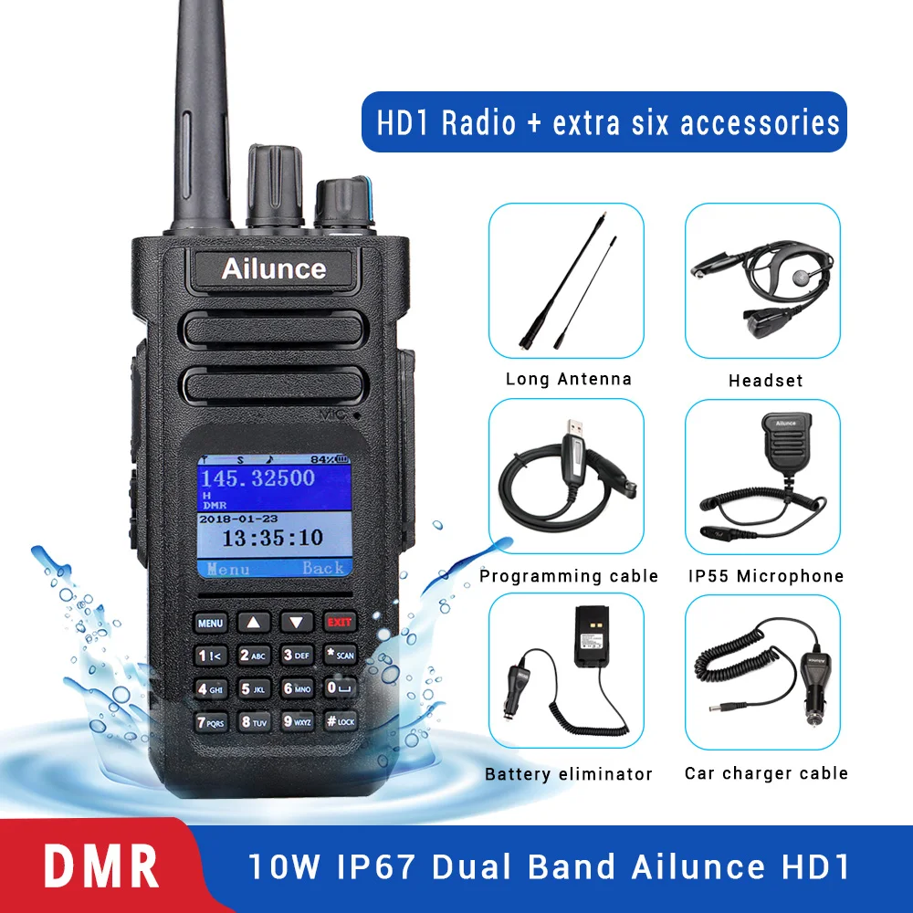 

Ailunce HD1 DMR Digital Walkie Talkie Ham Radio Long Range Amateur Two-Way Radio Walkie-talkie GPS VHF UHF Dual Band Transceiver