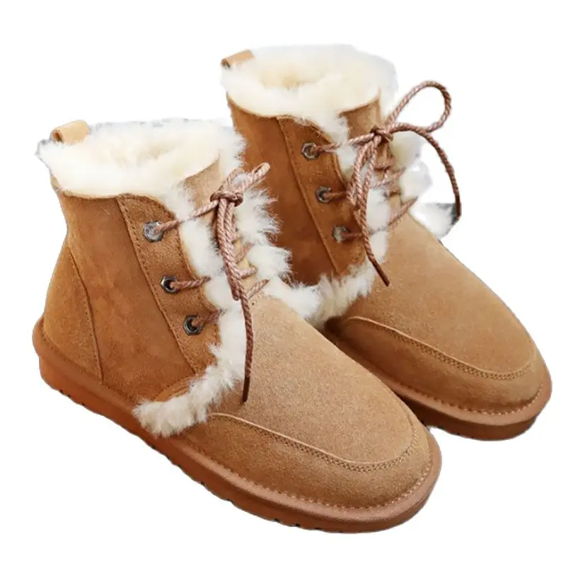 

Новинка 2022, модные женские зимние сапоги из натуральной кожи, теплые зимние сапоги с натуральным мехом, Нескользящие женские шерстяные сапо...