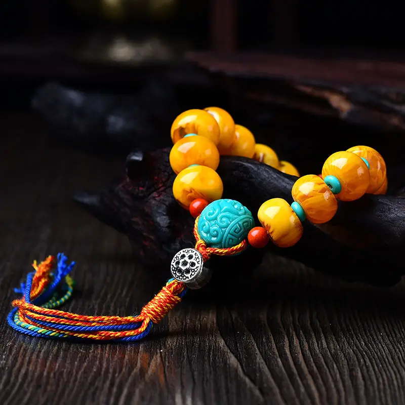 Браслет из пчелиного воска ювелирное изделие с русским янтарем натуральной