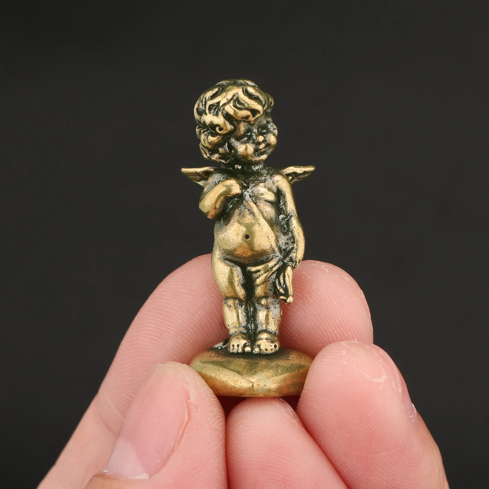 

Cupid Antique Copper Ornaments Old Desktop Decorations Brass Handicrafts Collection Figurine Home Decoration Gift