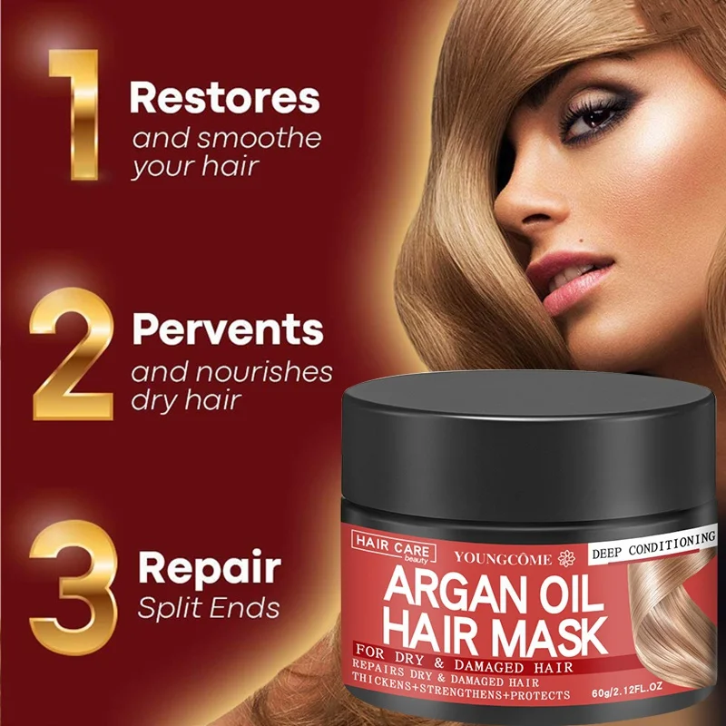 Repairs Hair Mask Argan Oil Treatment Hair Conditioner Moisturizing Essential Oil Nourishing for Dry Damaged Hair Essence Care images - 6