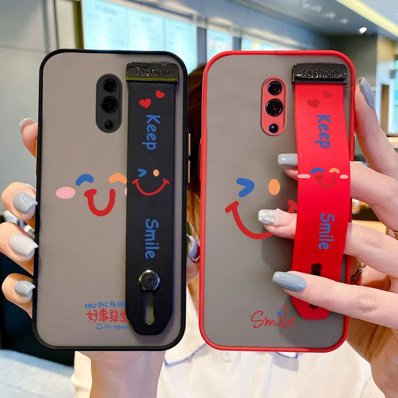

Wrist Case for OPPO Reno Reno3 Reno4 Reno4 SE Reno5 Pro Plus F15 A91 Find X3 Lite Colorful Little Smile Holder Case simple