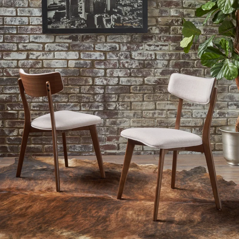 S, Set Of 2, Beige, Walnut Dining Chairs  Furniture