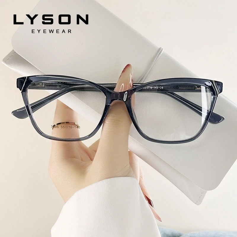Фото LYSON текстурированные прямоугольные очки для чтения TR90 женские очки с защитой от синего света для близорукости и дальнозоркости повседневная одежда оптические очки №3