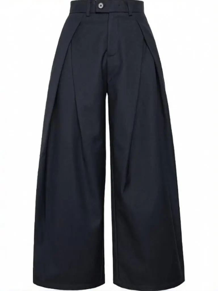 Фото Мужские брюки Harajuku Work Wear: широкие, плиссированные, прямые, длинные, для бизнеса и повседневной носки, в стиле стритвир, свободные, мешковатые №5