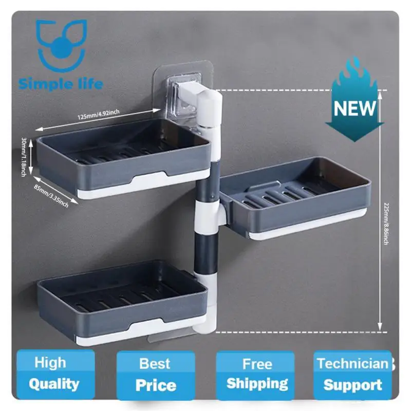 

Soap Rack Creative No Punching Three-layer Drain Rotable Storage Rack Soap Dishes No Drilling Drainage Storage Rack Soap Box