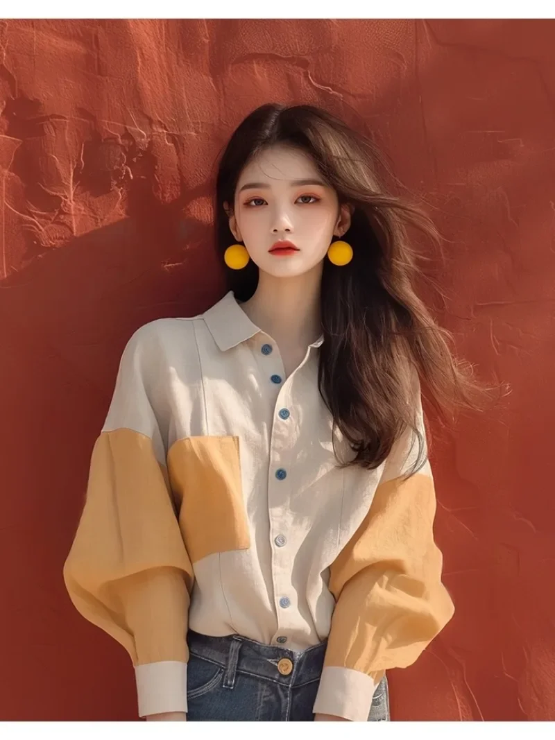 Шифоновая винтажная женская рубашка