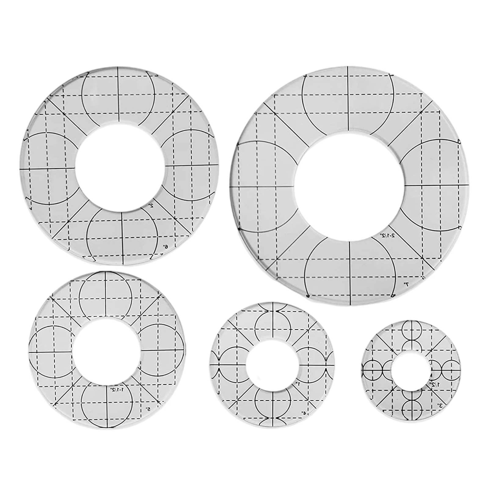 

5pcs Sewing Circle Template Perfect Round Template Quilted Template Quilting Frames Non-Slip Sewing Rulers Tools Easy To Hold
