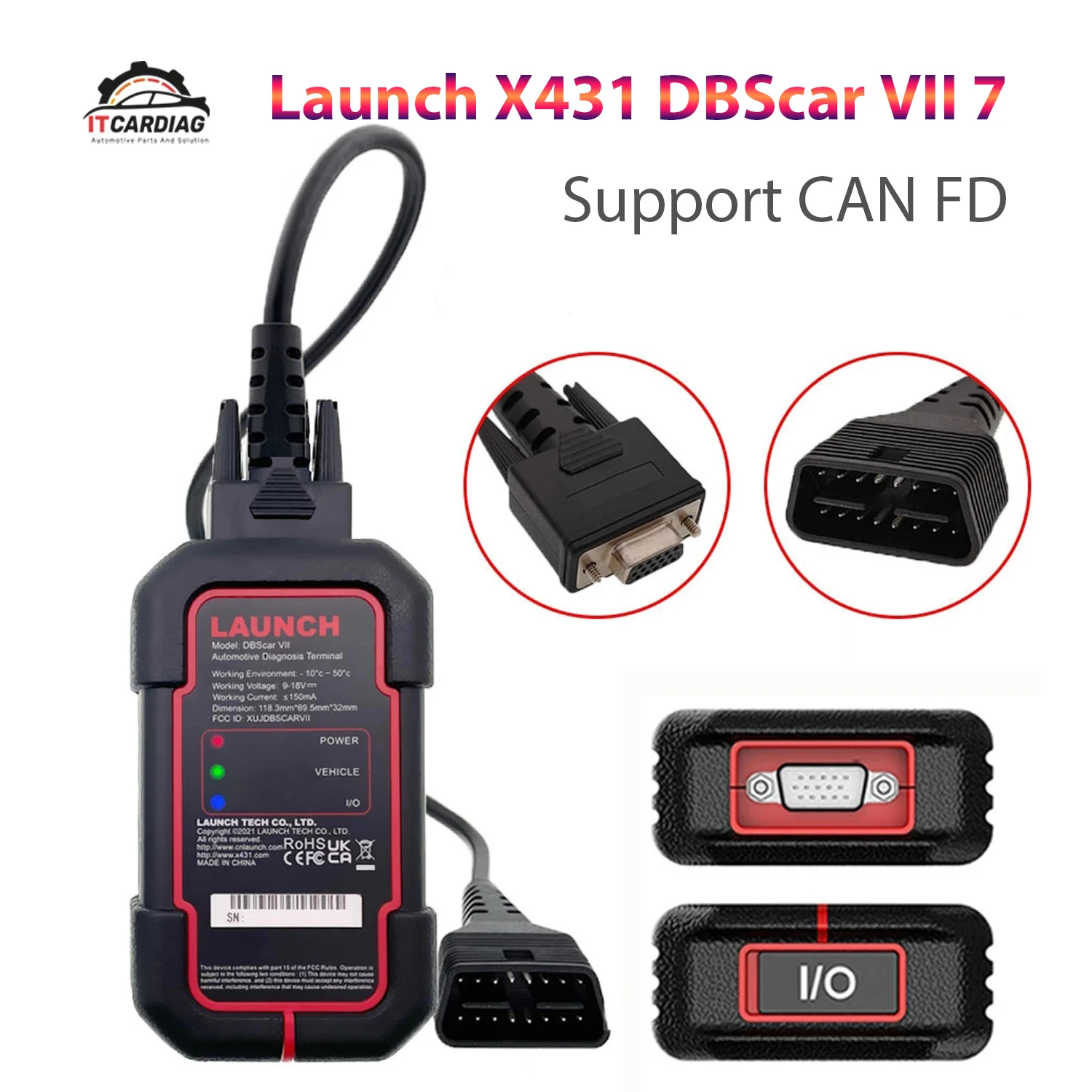 

Launch X431 DBScar VII 7 DBScar7 Bluetooth Connector Code Scanner Support CANFD CAN FD DOIP Protocols for XPR05/Prodiag /DZ/XD