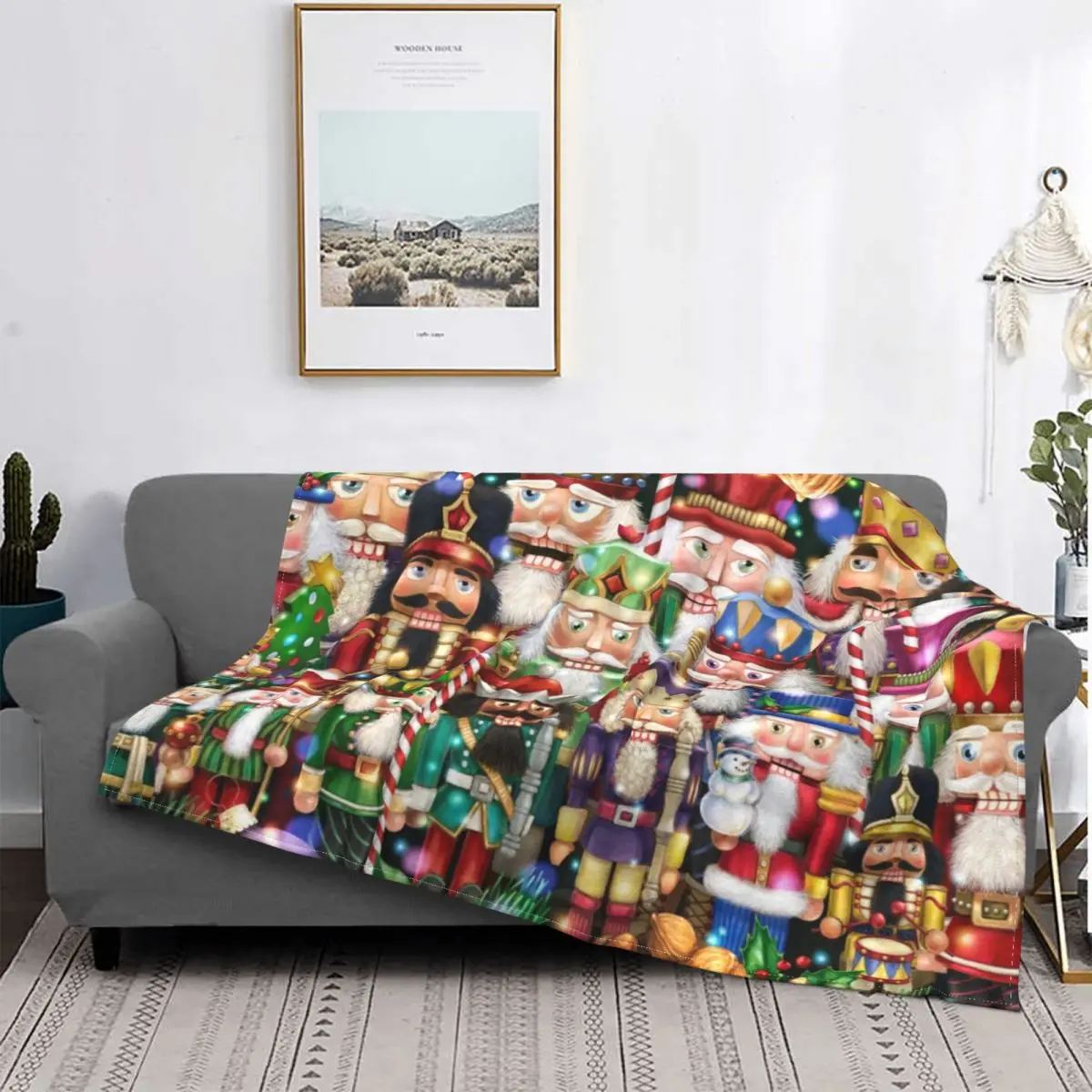 

Festival Of Nutcrackers Blanket Christmas Santa Xmas Plush Warm Super Soft Flannel Fleece Throw Blankets For Bedding Bed Cover