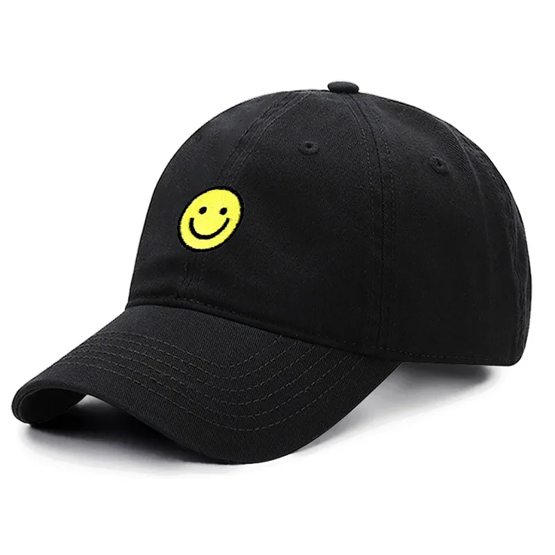

Unisex Cotton Baseball Cap Women Yellow Smiley Face Embroidery High Quality Dad Hat For Men Adjustable Dropshipping Wholesale