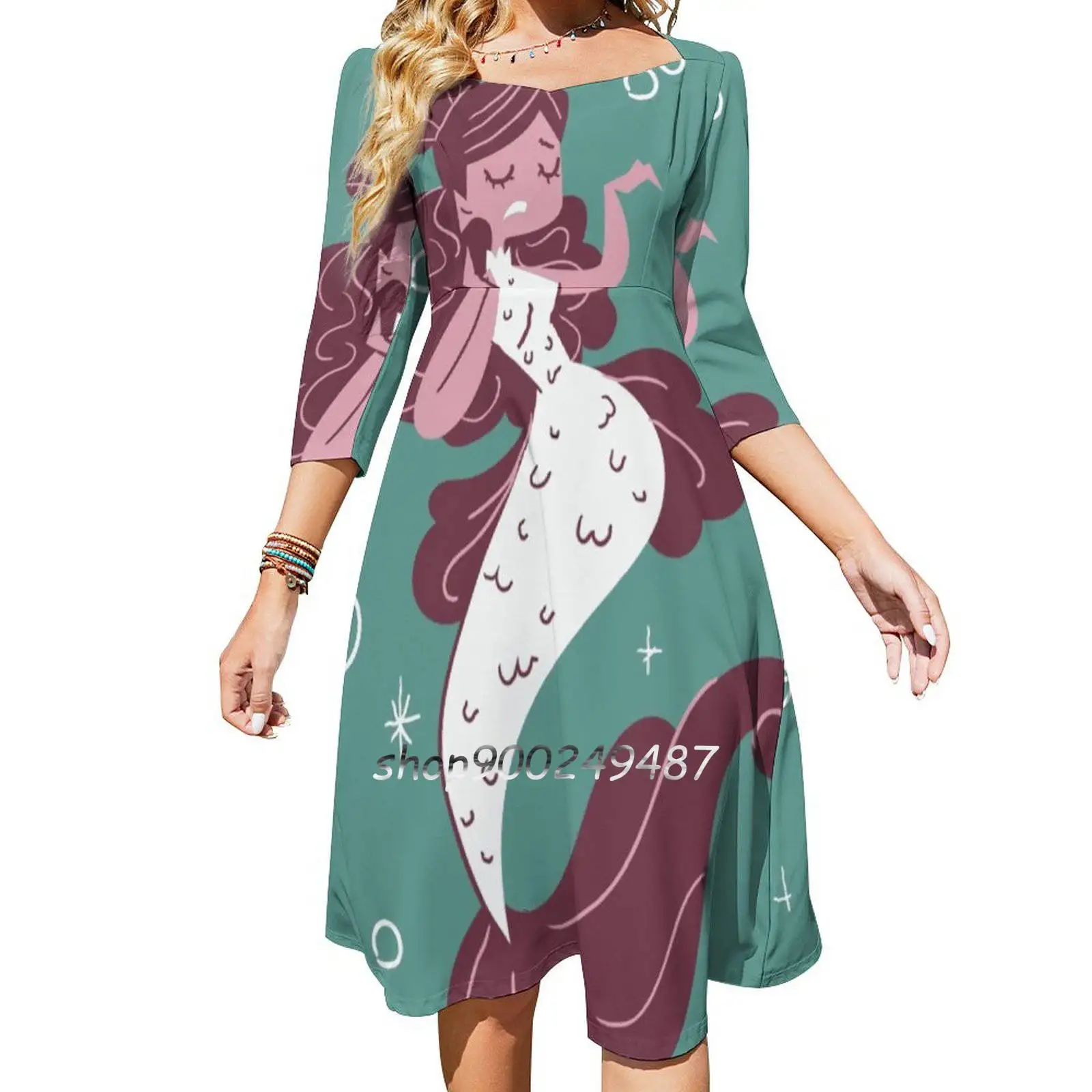 Платье-Русалка Женское ТРАПЕЦИЕВИДНОЕ приталенное милое платье принцессы с