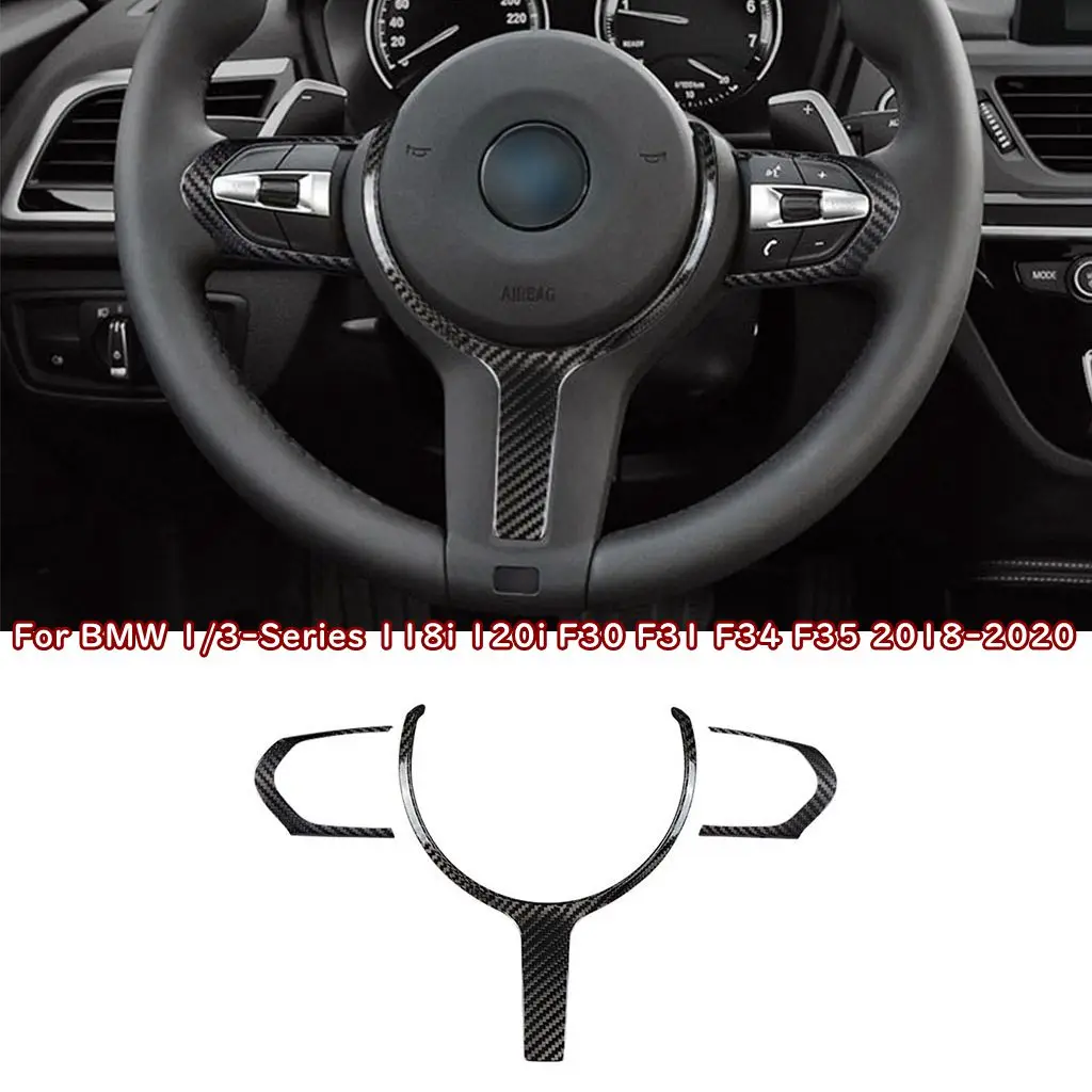 

Real Carbon Fiber Steering Wheel Trim Cover Decorative Sticker For BMW 1/3-Series 118i 120i F30 F31 F34 F35 2018 2019 2020