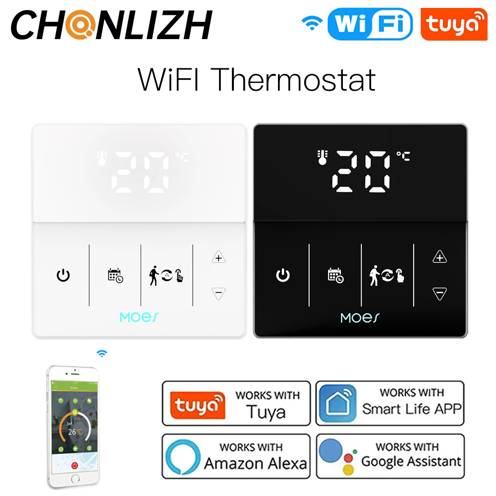

CHONLIZH MOES WiFi Smart Thermostat Gas Boiler Water Electric Floor Heating Controller Tuya Smart Life APP Alexa Google Control